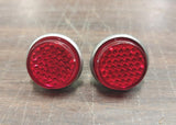 LICENSE PLATE BOLTS RED MINI REFLECTORS Wingnut Motorcycle Harley Honda Bobber