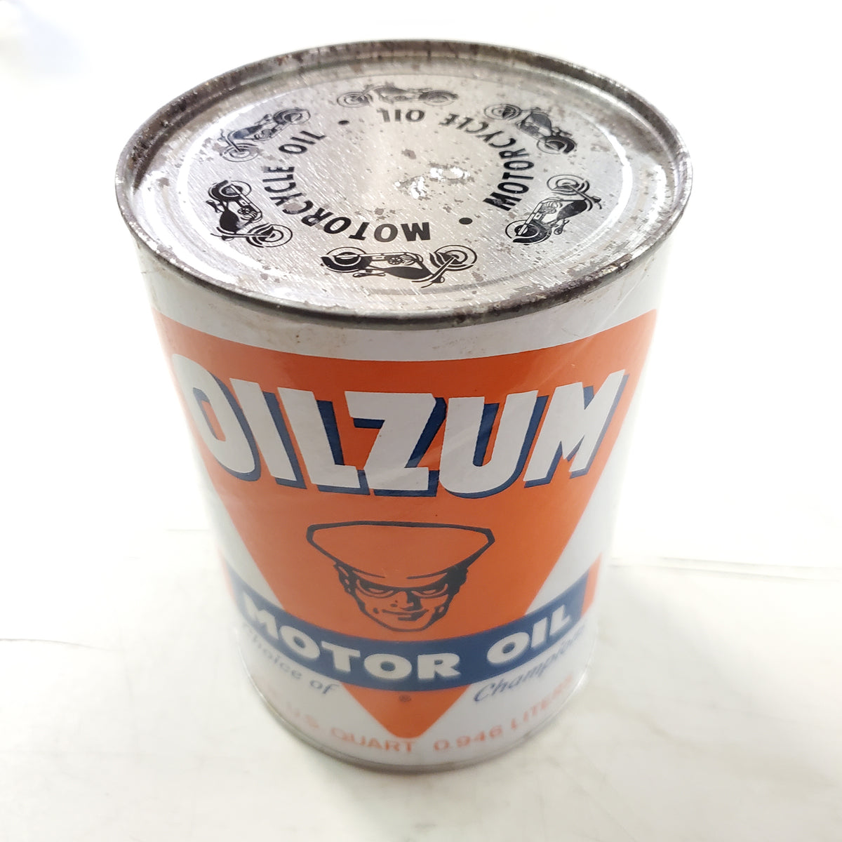NOS Vtg Oilzum 70wt Motor Oil Can Great Graphics full QT Harley