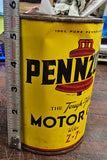 Vtg Pennzoil 100% Pure Pennsylvania Tough Film w/Z-7 Motor Oil Full 1 Qt Tin Can