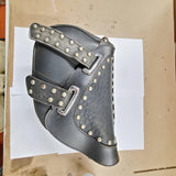 1997 Harley Black leather Studded Velcro Belt Buckle Saddlebags Nostalgia OEM