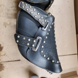 1997 Harley Black leather Studded Velcro Belt Buckle Saddlebags Nostalgia OEM