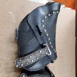 1997 Harley Black leather Studded Velcro Belt Buckle Saddlebags Nostalgia OEM