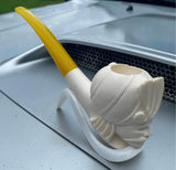 Smoking tobacco pipe vtg Meerschaum Dunhill Shell Arabian Face Fancy w Stand!