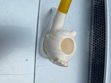 Smoking tobacco pipe vtg Meerschaum Dunhill Shell Arabian Face Fancy w Stand!