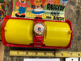 Vtg 1971 Raggedy Ann Andy Bradley Time Swiss Movement Watch Orig Case Collectibl
