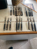 Antique Civil War Utensils 3-Tine Forks Wooden Handle Flatware Pewter 1860's Lot