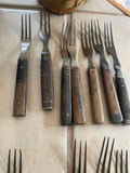 Antique Civil War Utensils 3-Tine Forks Wooden Handle Flatware Pewter 1860's Lot