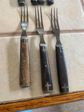 Antique Civil War Utensils 3-Tine Forks Wooden Handle Flatware Pewter 1860's Lot