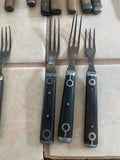 Antique Civil War Utensils 3-Tine Forks Wooden Handle Flatware Pewter 1860's Lot