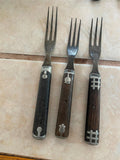 Antique Civil War Utensils 3-Tine Forks Wooden Handle Flatware Pewter 1860's Lot