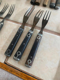 Antique Civil War Utensils 3-Tine Forks Wooden Handle Flatware Pewter 1860's Lot