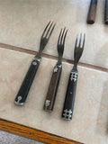 Antique Civil War Utensils 3-Tine Forks Wooden Handle Flatware Pewter 1860's Lot