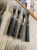 Antique Civil War Utensils 3-Tine Forks Wooden Handle Flatware Pewter 1860's Lot