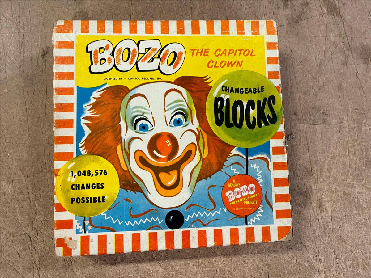VTG 1949 Bozo Blocks Bozo The Clown Changeable Block Puzzle