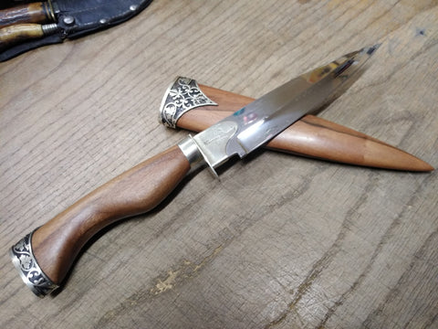 Custom Mauricio Daletzky Fixed Blade Knife Wood Sheath 6.5" Blade 5" Handle Nice