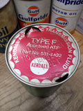 Vtg Kendall Automatic Transmission Fluid Type F Gas Station 1 Qt Cardboard Can