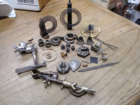 Vtg Antique Clock Watch Parts and Tools Repair Lot Marshall