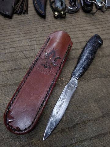 Vtg Kanetsune Seki Japan Custom Made Fixed Blade Knife 3.5" Blade 3.5" w/Sheath