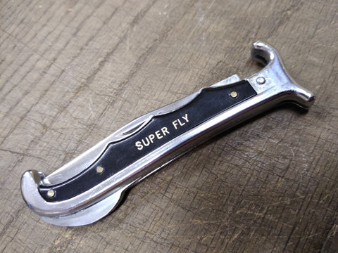 Vtg Super Fly Stiletto Lockback Folding Pocket Knife Stainless Steel Blade Japan