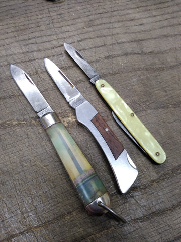 Vtg 3 Pc Pocket Knife Lot Sabre Hong Kong IK Co. Washington Monument LIPIC USA
