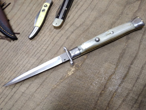 Vtg Rare Frank Switch Stiletto Folding Pocket Knife Lockback 5 inch Blade Italy