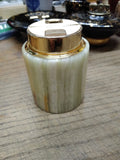 Vtg MCM Colibri Gas Table Top Cigarette Lighter Marble Agate? Gold Tone Japan!