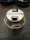 Vtg MCM Colibri Gas Table Top Cigarette Lighter Marble Agate? Gold Tone Japan!