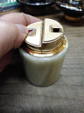 Vtg MCM Colibri Gas Table Top Cigarette Lighter Marble Agate? Gold Tone Japan!