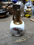 Vtg MCM Porcelain Table Top Cigarette Lighter Floral Design 4" Tall Japan!