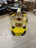 Vtg MCM EVANS Table Top Cigarette Lighter Yellow Rose in Clear Lucite Cube USA!