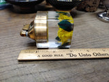 Vtg MCM EVANS Table Top Cigarette Lighter Yellow Rose in Clear Lucite Cube USA!