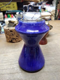 Vtg MCM Blue Porcelain and Chrome Table Top Cigarette Lighter 5.5" Tall Japan!