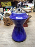 Vtg MCM Blue Porcelain and Chrome Table Top Cigarette Lighter 5.5" Tall Japan!