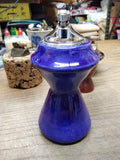 Vtg MCM Blue Porcelain and Chrome Table Top Cigarette Lighter 5.5" Tall Japan!