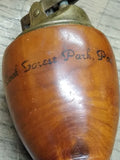 Vtg MCM Table Top Cigarette Lighter Cook Forest Park Pa Wooden Souvenir Japan!