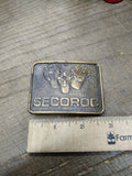 Vtg SECOROC Brass Belt Buckle Century Corp Canada 2.75 x 2.25 inches