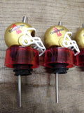 Vtg 4 Pc Lot Captain Morgan Whiskey Football Helmet Liquor Bottle Topper Pourer
