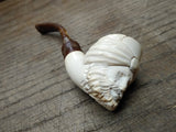 Vtg Not Smoked Small Meerschaum Sultan w/Turban Smoking Tobacco Pipe Nice Shape!