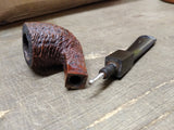 Vtg Unknown Real Briar Rusticated Bent Smoking Tobacco Pipe w/Stinger Good Shape