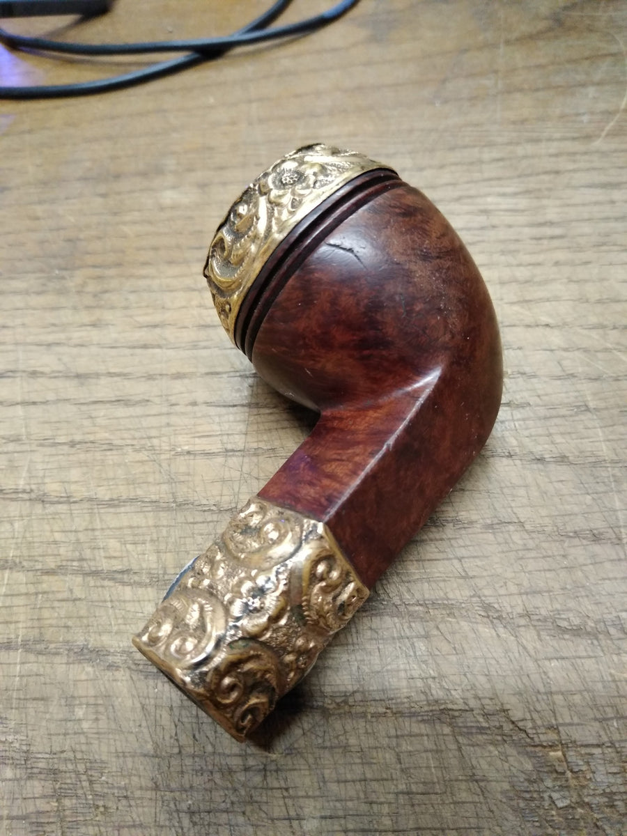 Vtg Trade Mark Frank Smoking Pipe Fancy Sterling Silver Over