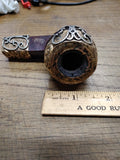 Vtg Trade Mark Frank Smoking Pipe Fancy Sterling Silver Over Ornate G F Metal