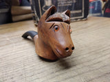 Vtg Never Smoked Genuine Briar Hand Carved Horse Figural Bent Smoking Pipe Nice!