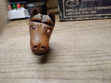 Vtg Never Smoked Genuine Briar Hand Carved Horse Figural Bent Smoking Pipe Nice!