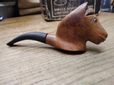 Vtg Never Smoked Genuine Briar Hand Carved Horse Figural Bent Smoking Pipe Nice!