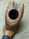 Vtg Never Smoked Genuine Briar Hand Carved Horse Figural Bent Smoking Pipe Nice!
