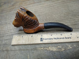 Vtg Never Smoked Genuine Briar Hand Carved Horse Figural Bent Smoking Pipe Nice!