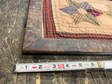 Antique Quilt Block 20's Art Framed Star Pattern Vtg Country House Decor Wall