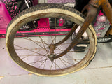 1890's Vtg Boys Bicycle Wood Wheel Skip tooth Antique Man Cave Fixed Gear Seat