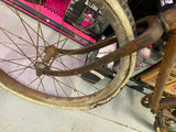 1890's Vtg Boys Bicycle Wood Wheel Skip tooth Antique Man Cave Fixed Gear Seat
