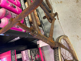 1890's Vtg Boys Bicycle Wood Wheel Skip tooth Antique Man Cave Fixed Gear Seat